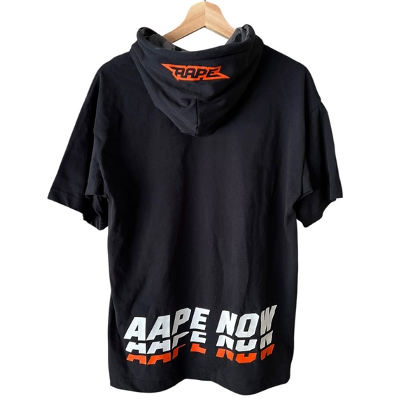NWT AAPE by A Bathing Ape Short Sleeve Logo Hoodie Size Small - Picture 7 of 8